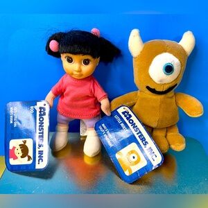 DISNEY STORE MONSTERS,INC. LITTLE MICKEY & BOO PLUSH WITH ATTACHED ORIGINAL TAGS
